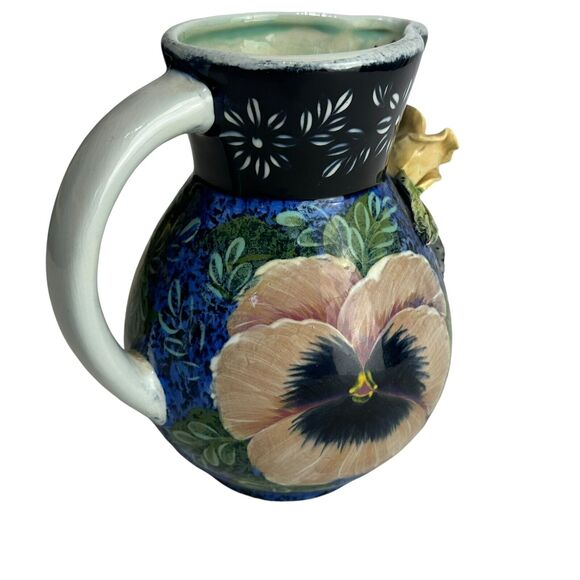 lesal ceramics lisa lindberg floral handpainted pitcher - Picture 4 of 12